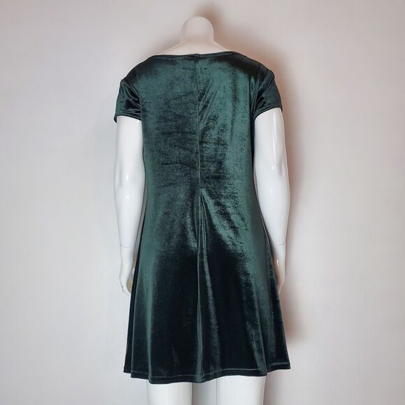 Vintage 90s Jonathan Martin Green Velvet Mini Dress - Picture 3 of 7